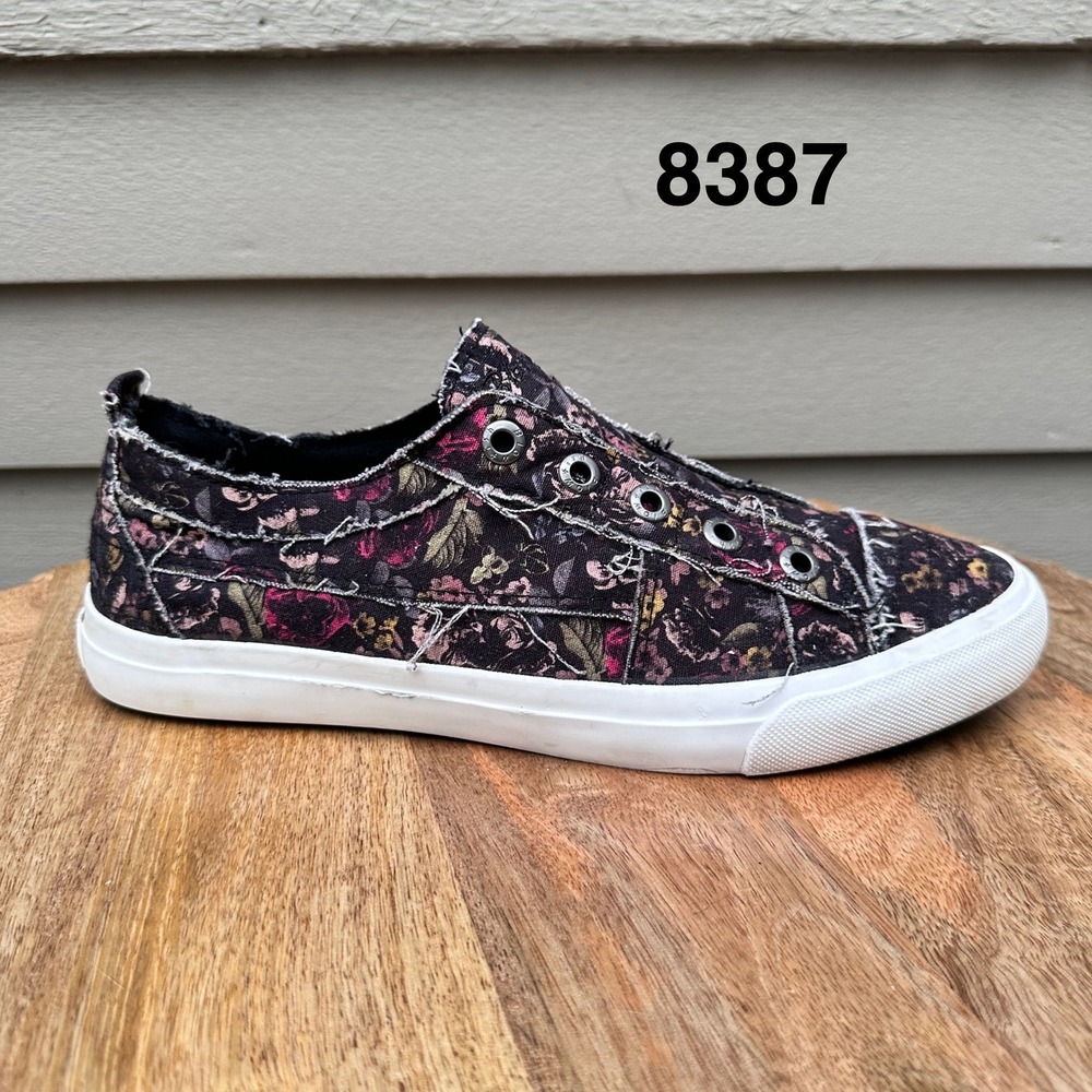 Blowfish Malibu Marley Floral Canvas Slip On Sneaker Black Pink Women 11